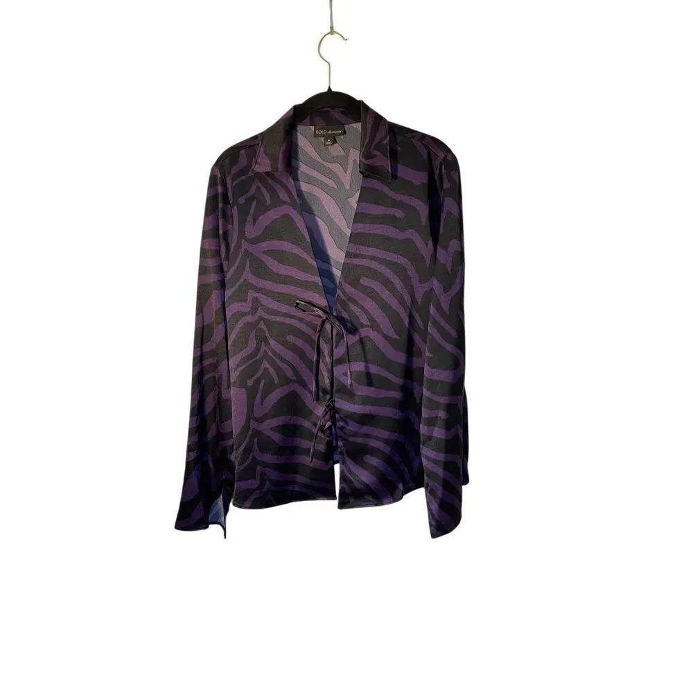 Bold elements black and purple front tie Cardigan Blouse whimsigoth M how